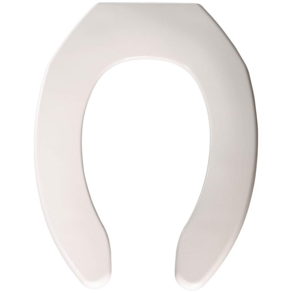 Church Elongated Plastic Open Front Less Cover Toilet Seat in White with Check Hinge