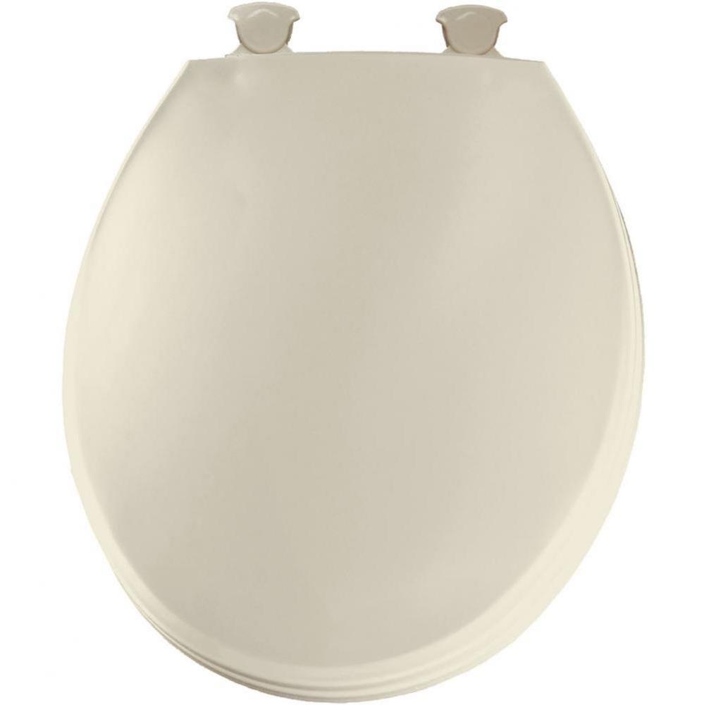 Round Plastic Toilet Seat in Bone with Easy-Clean & Change Hinge