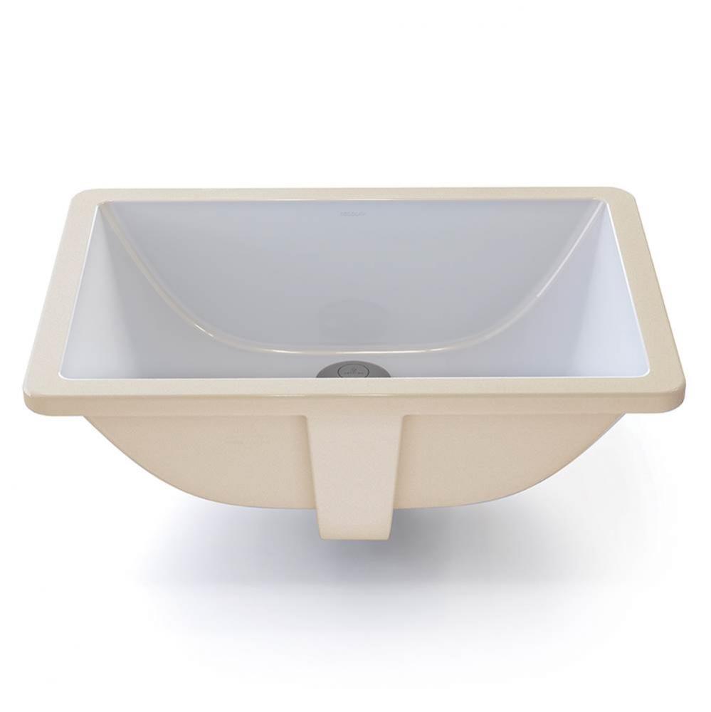 Rectangular White Vitreous China Undermount Lavatory with Overflow