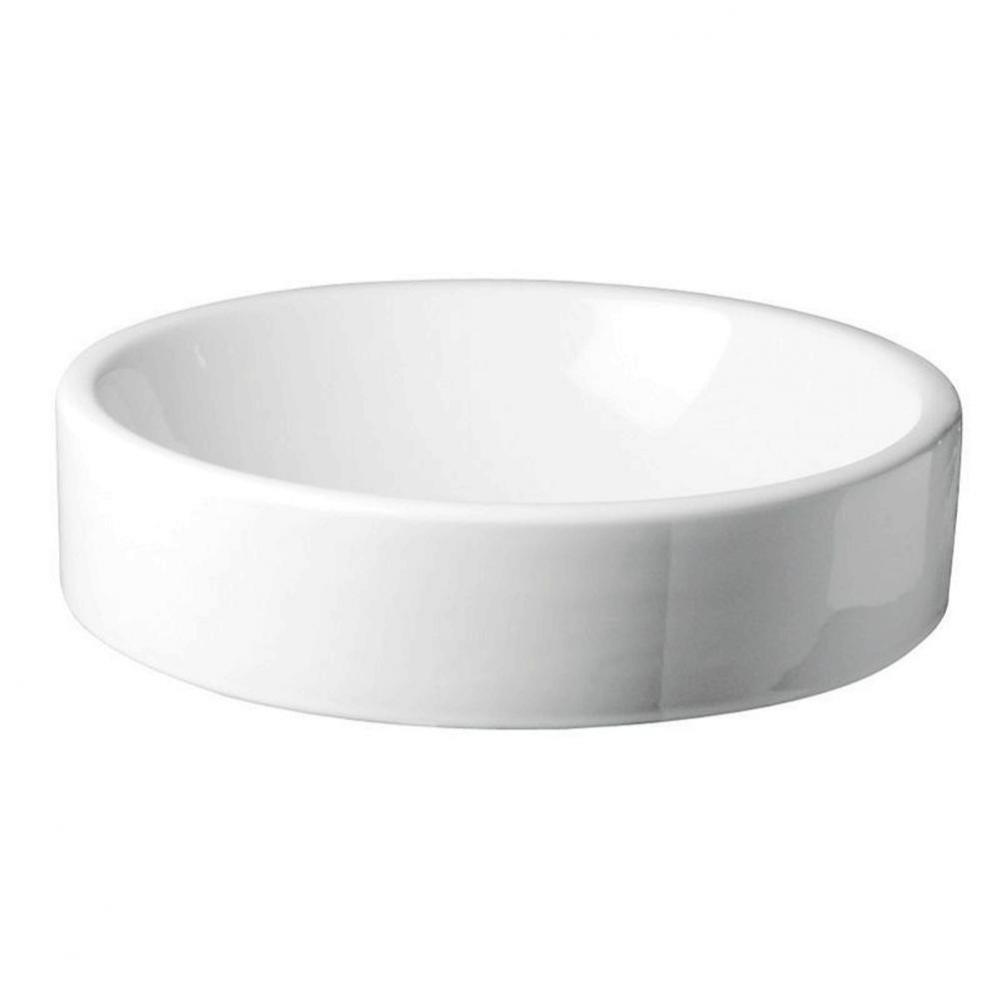 Round White Vitreous China Semi-Recessed Vessel