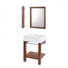 Decolav 2550-8CWH-CGN - Infusion Collection Wall Mounted Cognac Finish Lavatory Console with White Vitreous China Countert