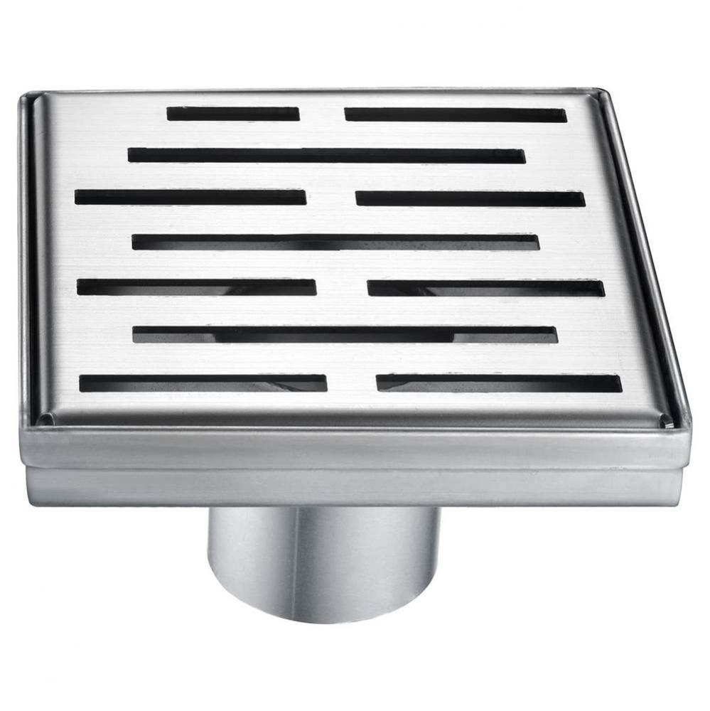 Shower square drain -- 9G, 304 type stainless steel, polished satin finish: 5-1/4''L x 5