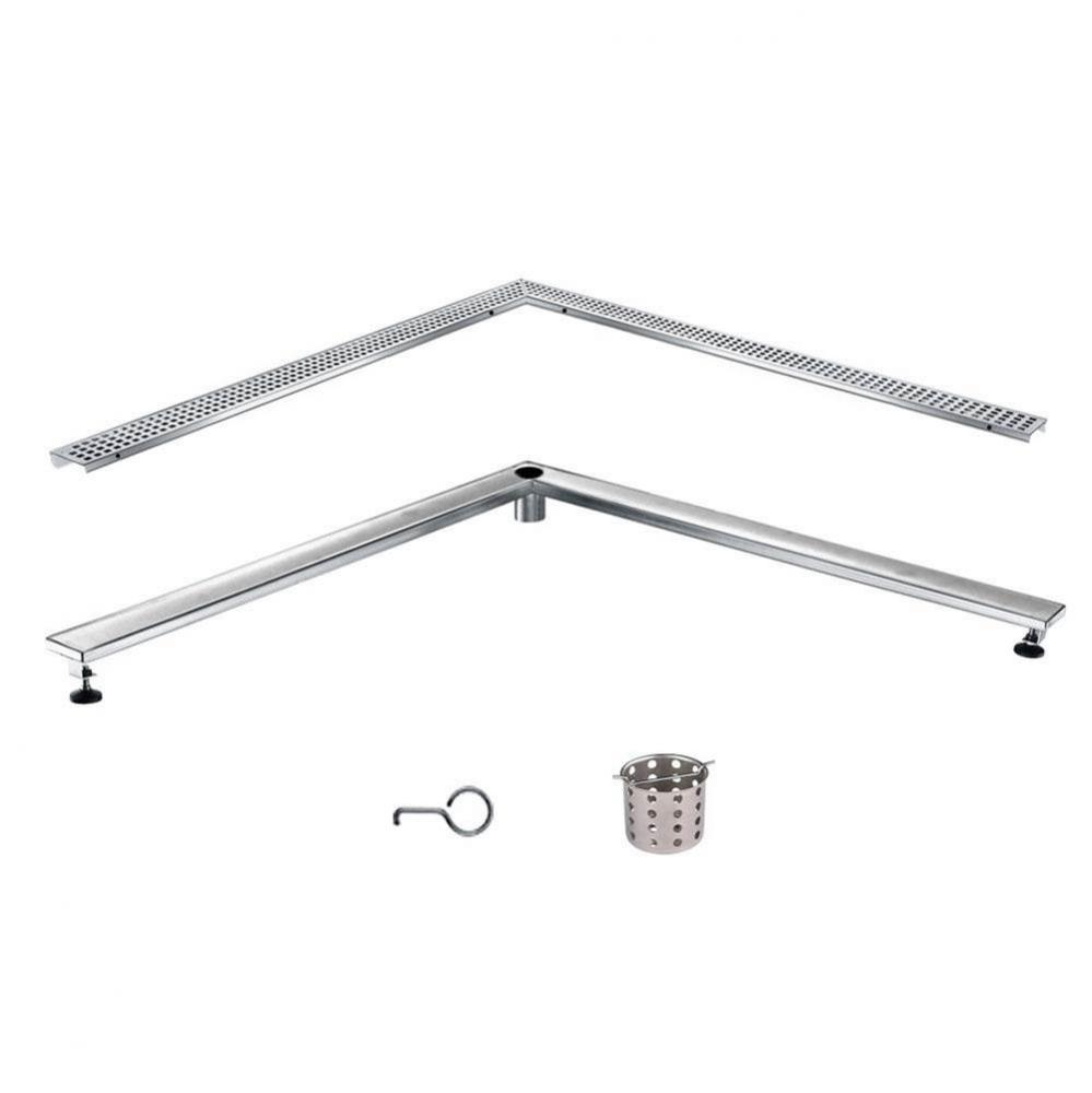 Shower corner drain --14G, 304 type stainless steel, polished, satin finish: 36''x36&apo