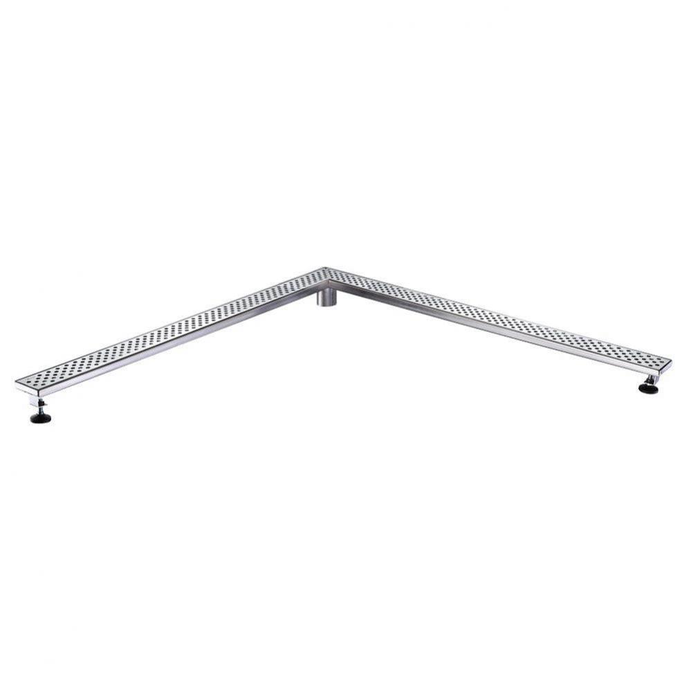 Shower corner drain--14G, 304type stainless steel, polished, satin finish: 36''x36'