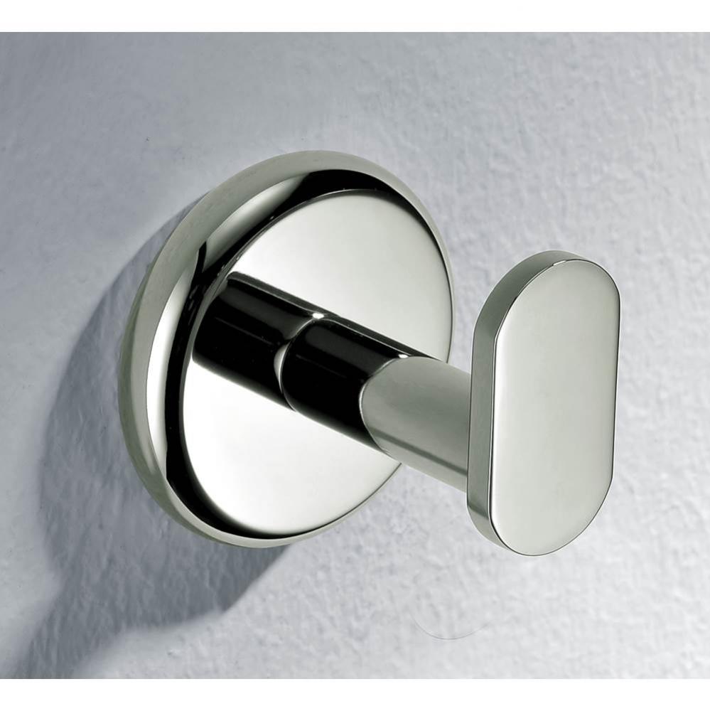 Solid brass robe hook, brushed nickel: 2''Lx2-1/8''Dx2''H