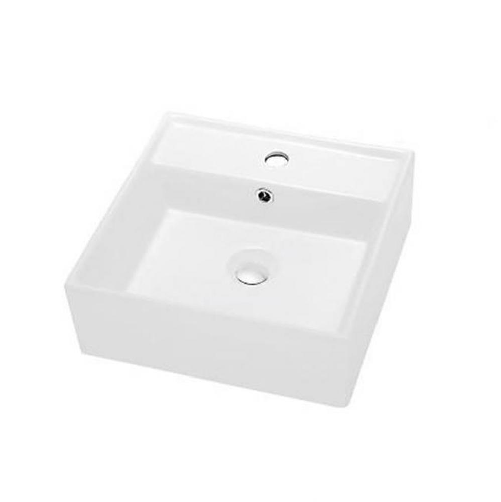 Dawn® Vessel Above-Counter Square Ceramic Art Basin with Single Hole for Faucet and Overflow