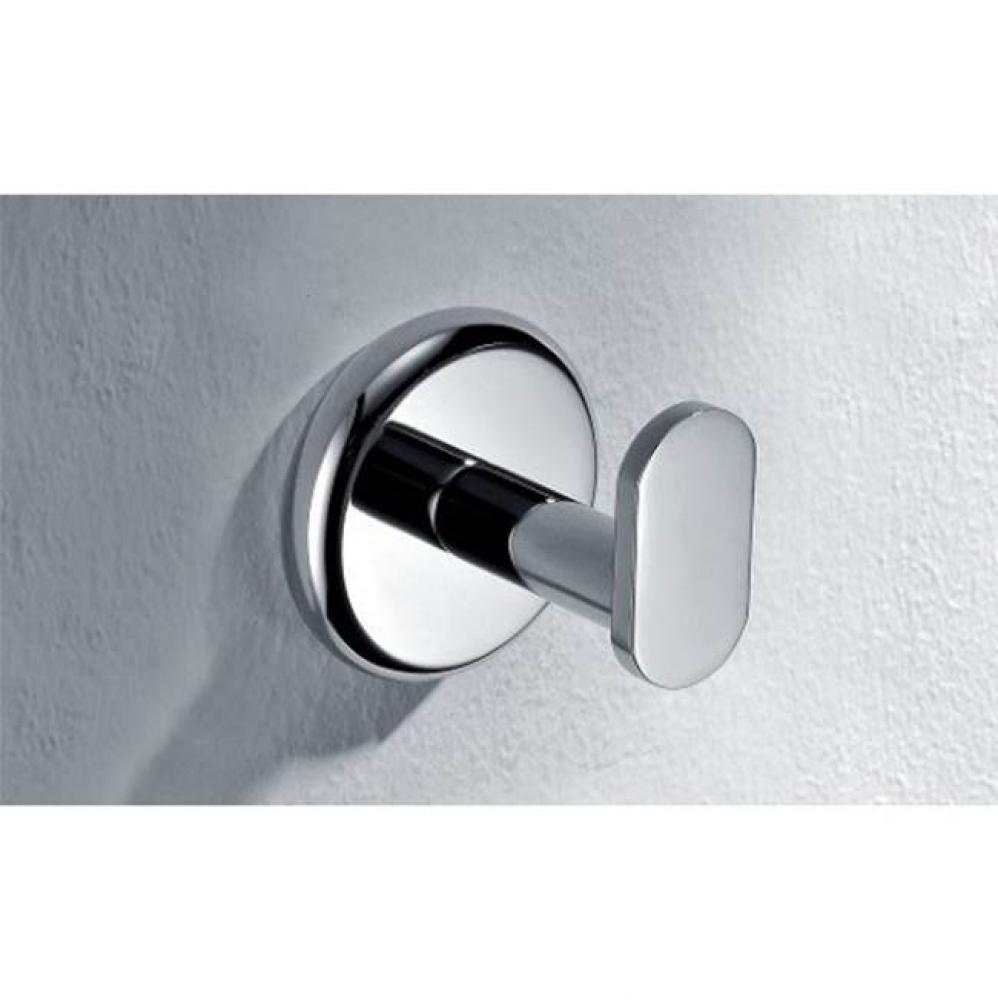 Solid brass robe hook, chrome: 2''Lx2-1/8''Dx2''H