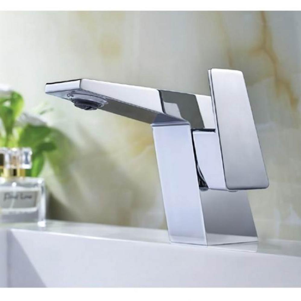 Single-Lever Lavatory Faucet, Chrome & White