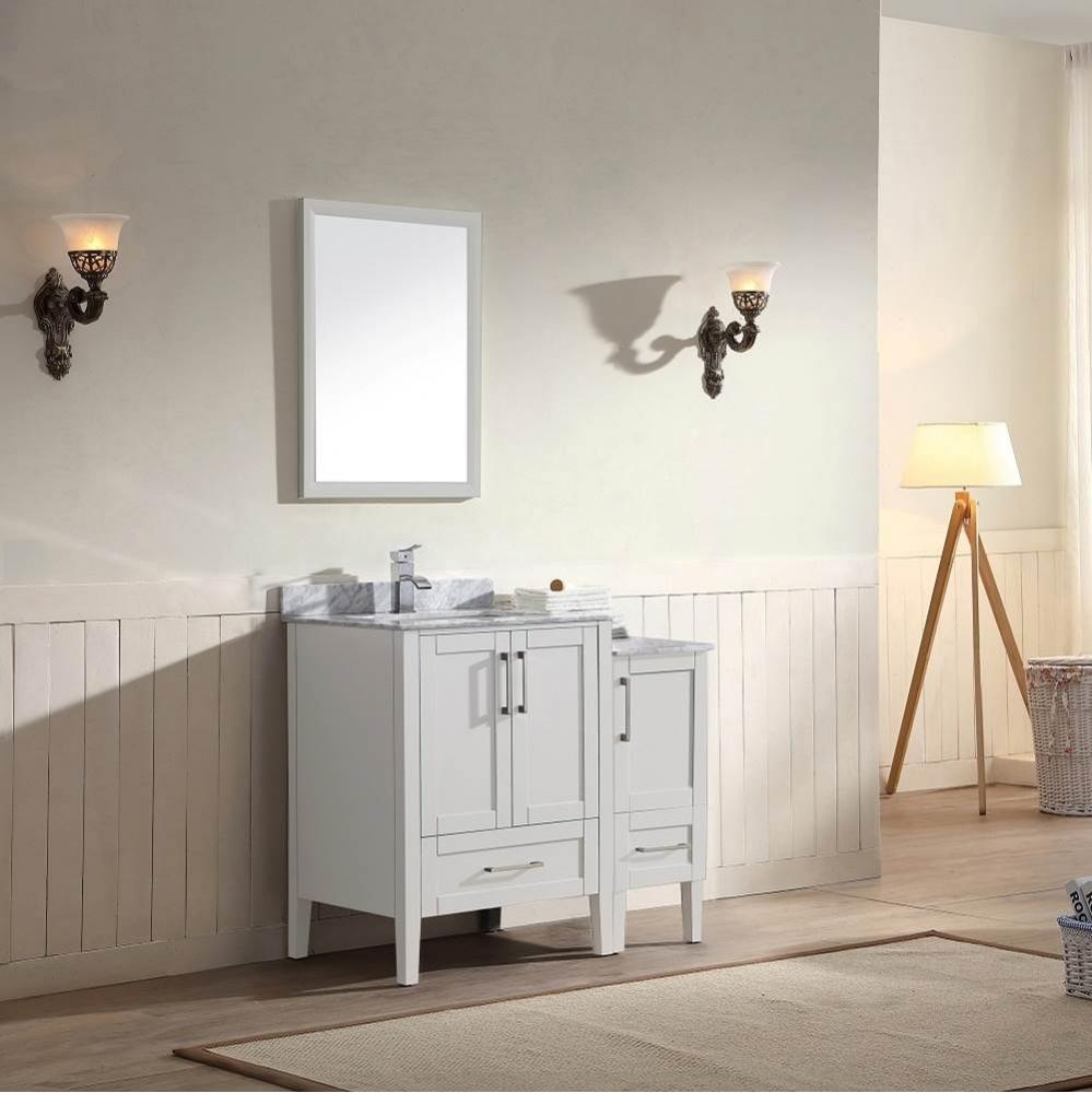 Dawn® Ross Series White Carrera Marble Top with Ceramic Sink (One Precut Faucet Hole)