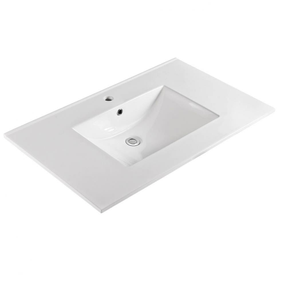 37'' Pure White Ceramic Sink Top with Undermount Sink