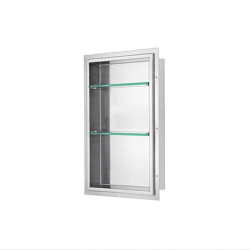 Stainless Steel Framed Shower Niche; Size: 14''L x 4-3/8''W x 32''H