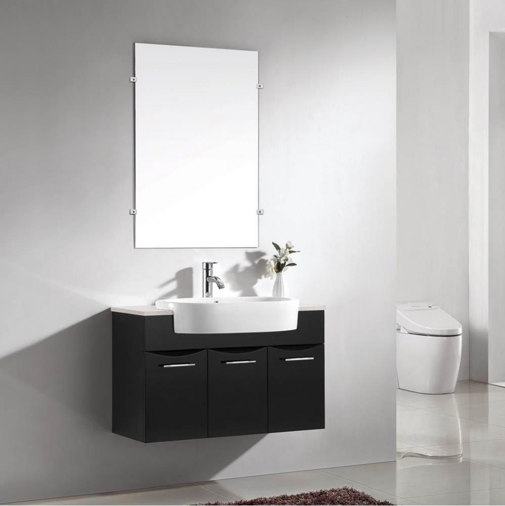 Dawn® White ceramic lavatory 5-1/4'' thickness sink top with overflow and single ho