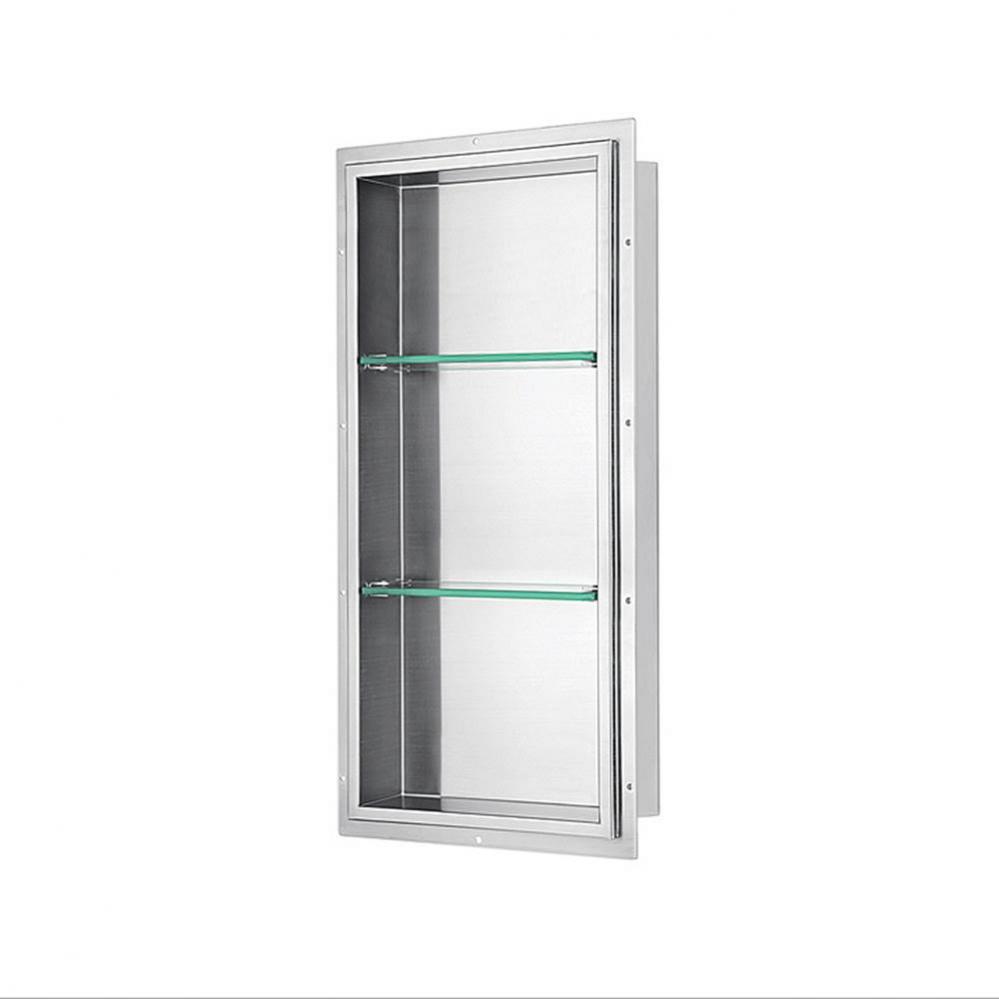 Dawn® Stainless Steel Finished Shower Niche with Two Glass Shelves