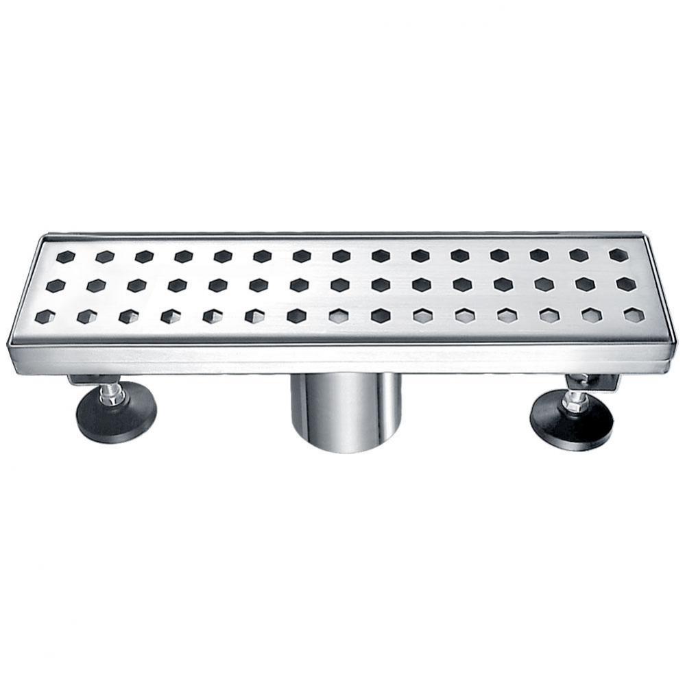 Shower linear drain--14G, 304type stainless steel, polished, satin finish: 12''Lx3'