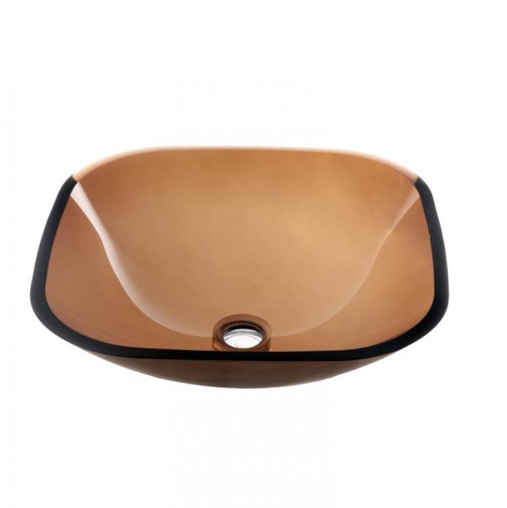 Dawn® Tempered glass vessel sink-square shape, brown glass