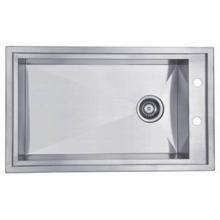 Dawn DSQ2917 - Dawn® Dual Mount Single Bowl Square Sink with Drain & 2 Holes on Side