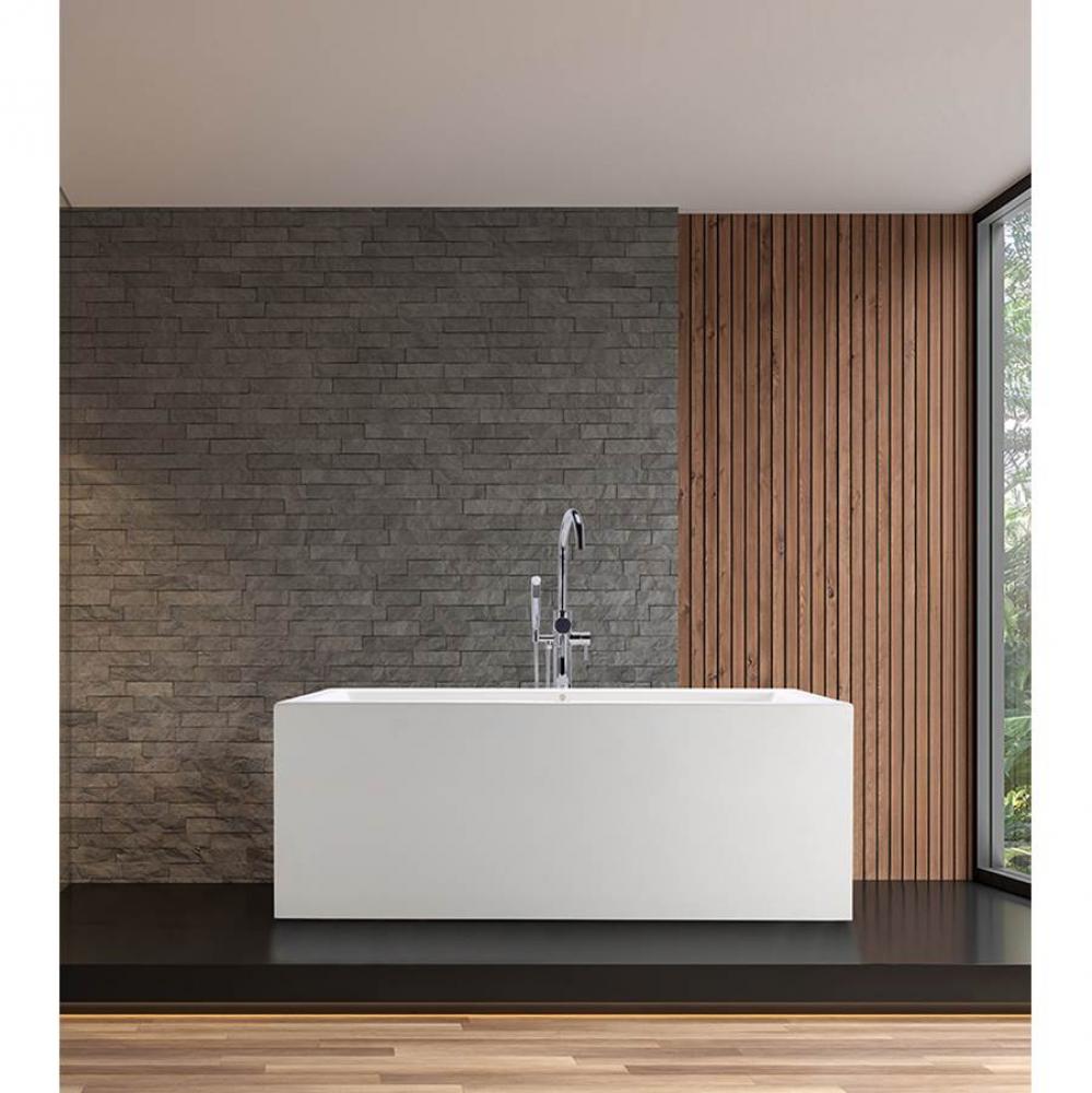 KAHLO 2A ACRYLIC CXL SCULPTED 1 SIDE FAUCET DECK AIR BATH - WHITE (66X36)