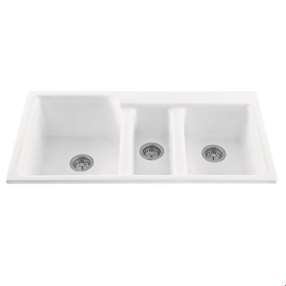 42X22 WHITE TRIPLE BOWL BASICS SINK-TRIUMPH