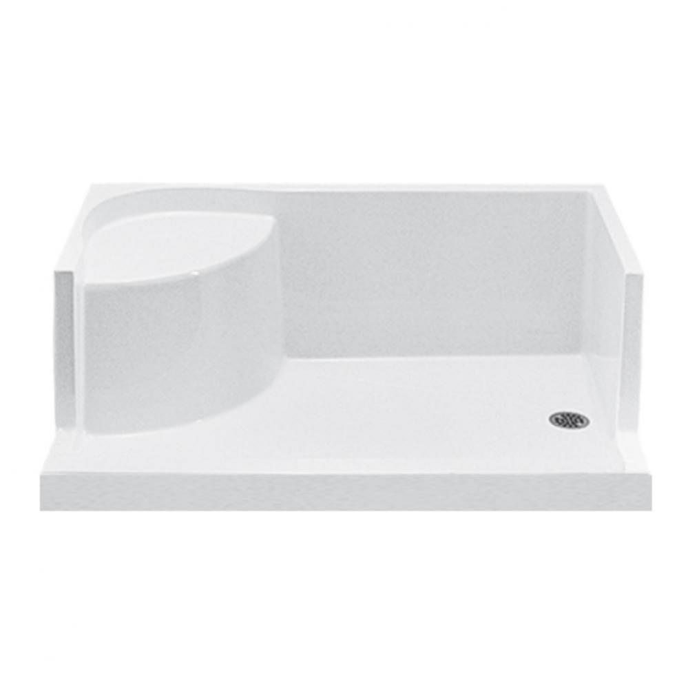 6036 ACRYLIC CXL RH DRAIN INTEGRAL SEAT/TILE FLANGE - WHITE