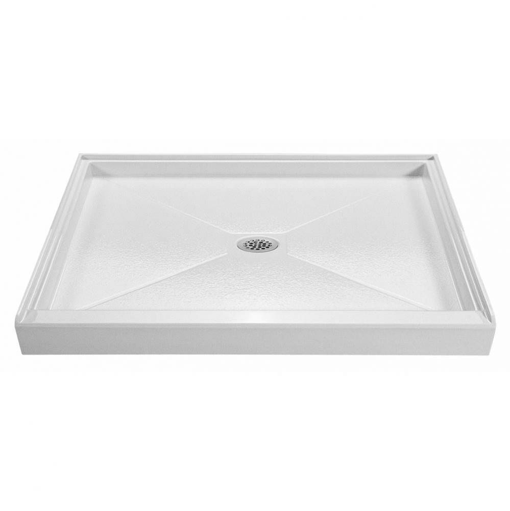 6042 ACRYLIC CXL CENTER DRAIN 60'' THRESHOLD 3-SIDED INTEGRAL TILE FLANGE - WHITE