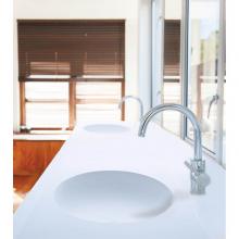 MTI Baths C865D86GL-WH - LUNA 2 SCULPTURESTONE COUNTER SINK DOUBLE BOWL  UP TO 86''- GLOSS WHITE