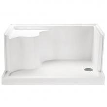 MTI Baths SB4832SEATWHLH - 4832 ACRYLIC CXL LH DRAIN INTEGRAL SEAT/TILE FLANGE - WHITE