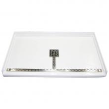 MTI Baths SB6036BF-BI - 6036 ACRYLIC CXL BARRIER FREE CENTER DRAIN 60'' THRESHOLD 3-SIDED INTEGRAL TILE FLANGE -