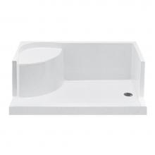MTI Baths SB6036SEATWHRH - 6036 ACRYLIC CXL RH DRAIN INTEGRAL SEAT/TILE FLANGE - WHITE