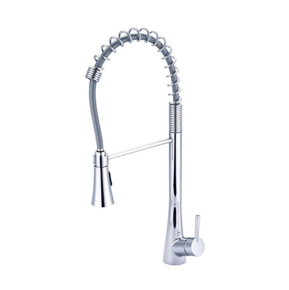 KITCHEN-1 OR 3 HOLE SINGLE LVR HDL SPRING SWIVEL SPT W/PULL-DOWN SPRAY HEAD 3/8'' FLEX-C