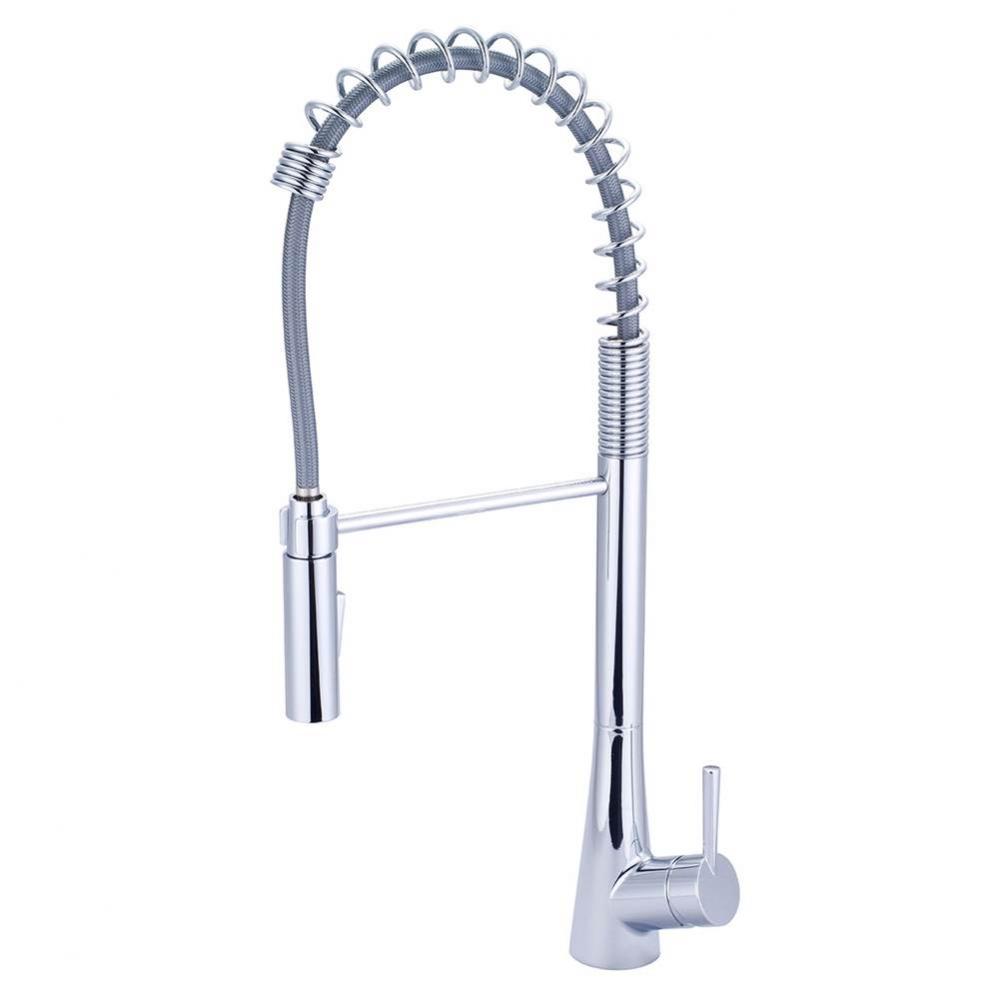 KITCHEN-1 OR 3 HOLE SINGLE LVR HDL SPRING SWIVEL SPT W/PULL-DOWN SPRAY HEAD 3/8'' FLEX-C