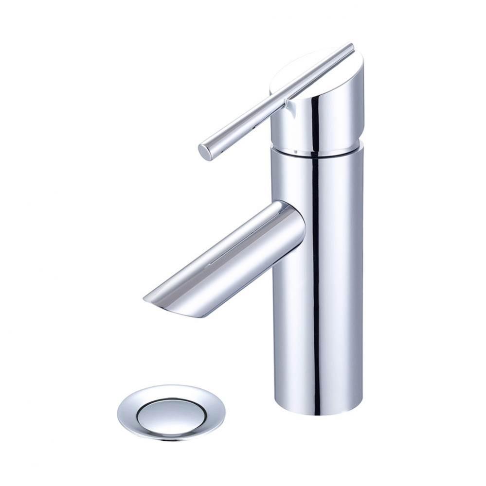LAV-1-HOLE SINGLE LVR HDL W/PUSH DOWN DRAIN WITH OVERFLOW 3/8'' FLEX-CP