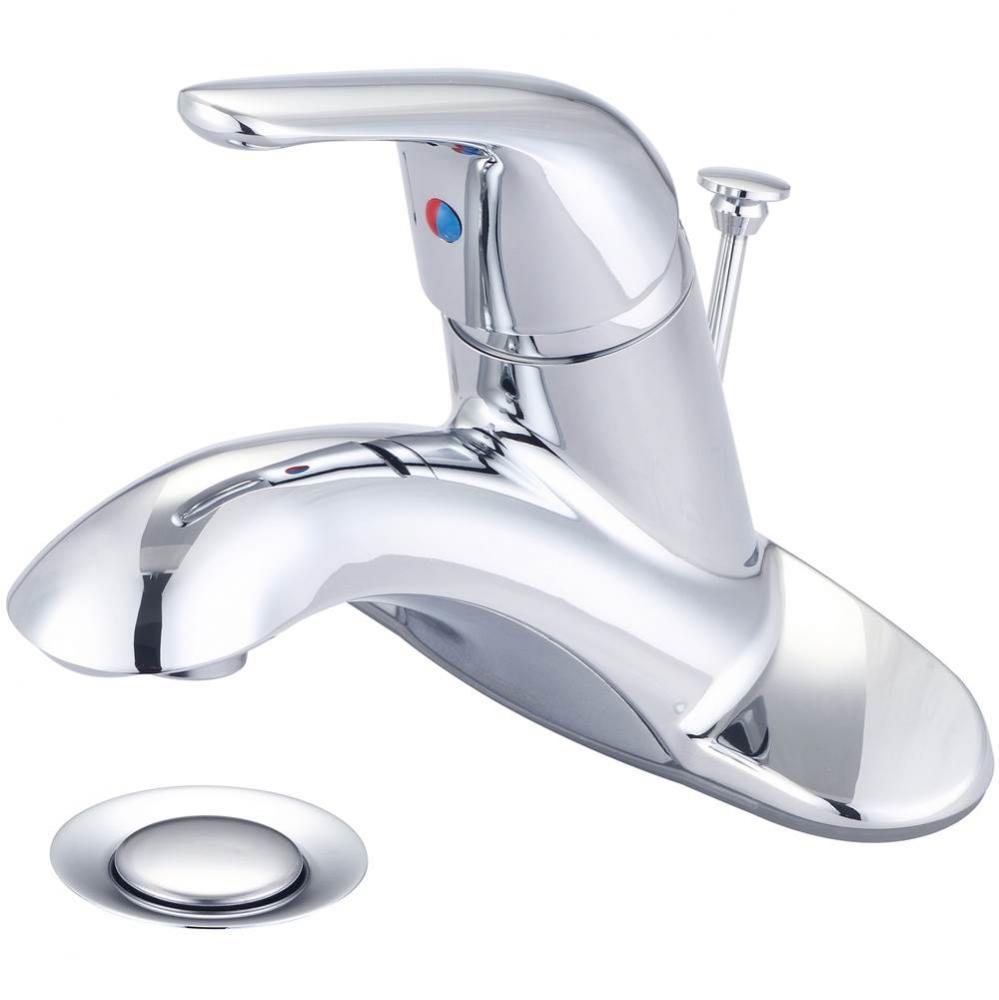 LAV-4'' SINGLE METAL LVR HDL W/SS FLEX W/BRASS POP-UP DRAIN B-PACK-CP