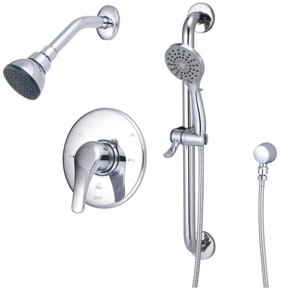 SHOWER TRIM SET-METAL LVR HDL SHWR W/HANDHELD SET-CP