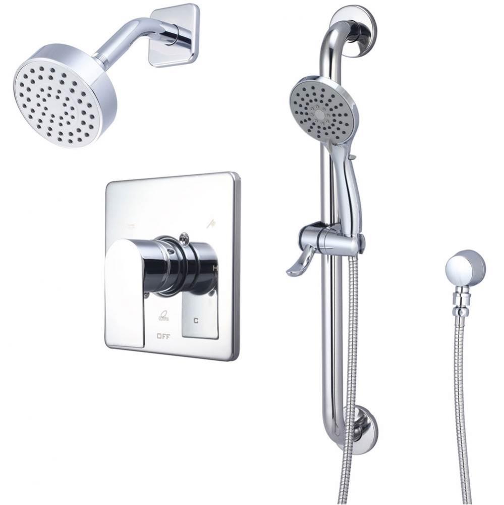 SHOWER TRIM SET-METAL LVR HDL SHWR W/HANDHELD SET-CP
