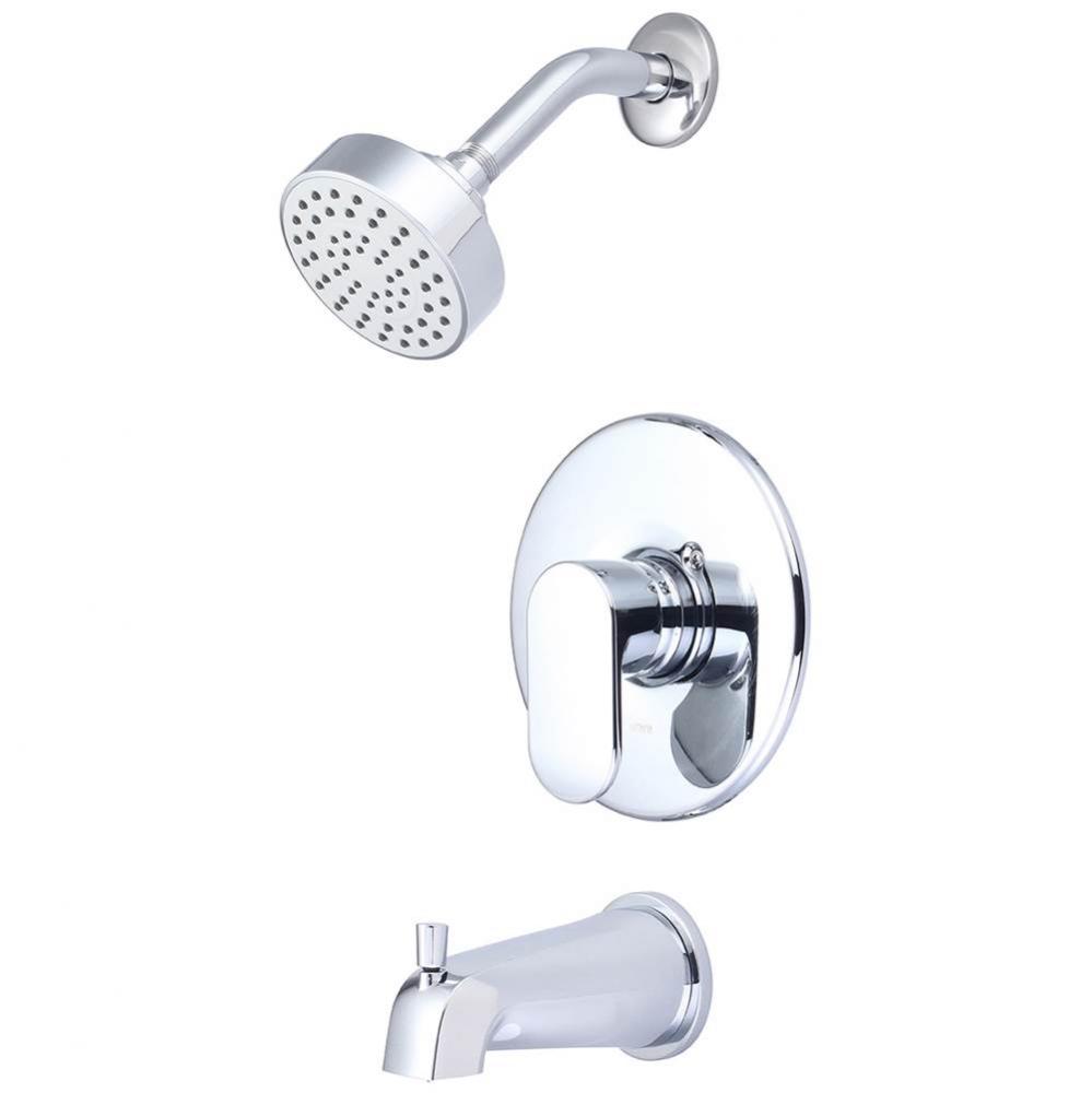 TUB and SHWR TRIM SET-LVR HDL COMBO DVR TUB SPT W/ESCUTCHEON SINGLE FUNC SHWR-CP