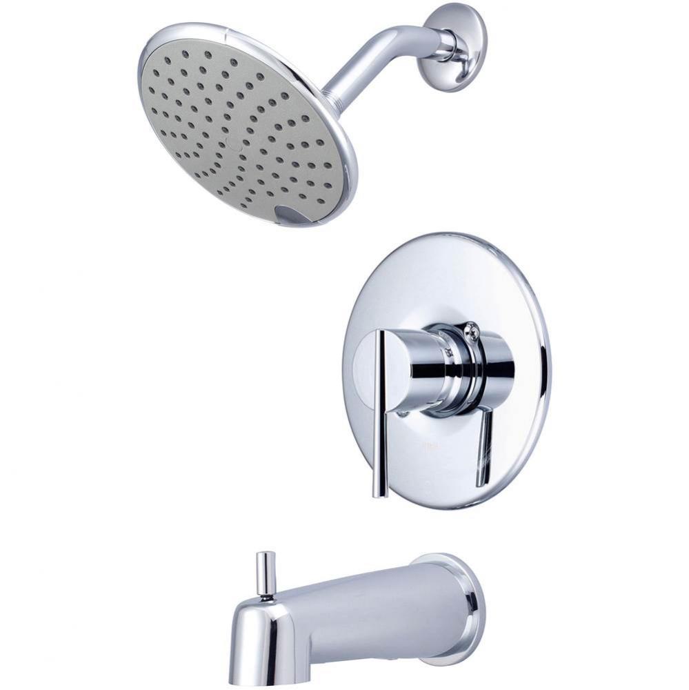 TUB and SHWR TRIM SET-LVR HDL EXT. COMBO DVR TUB SPT W/ESCUTCHEON SINGLE FUNC RAIN SHWR-CP