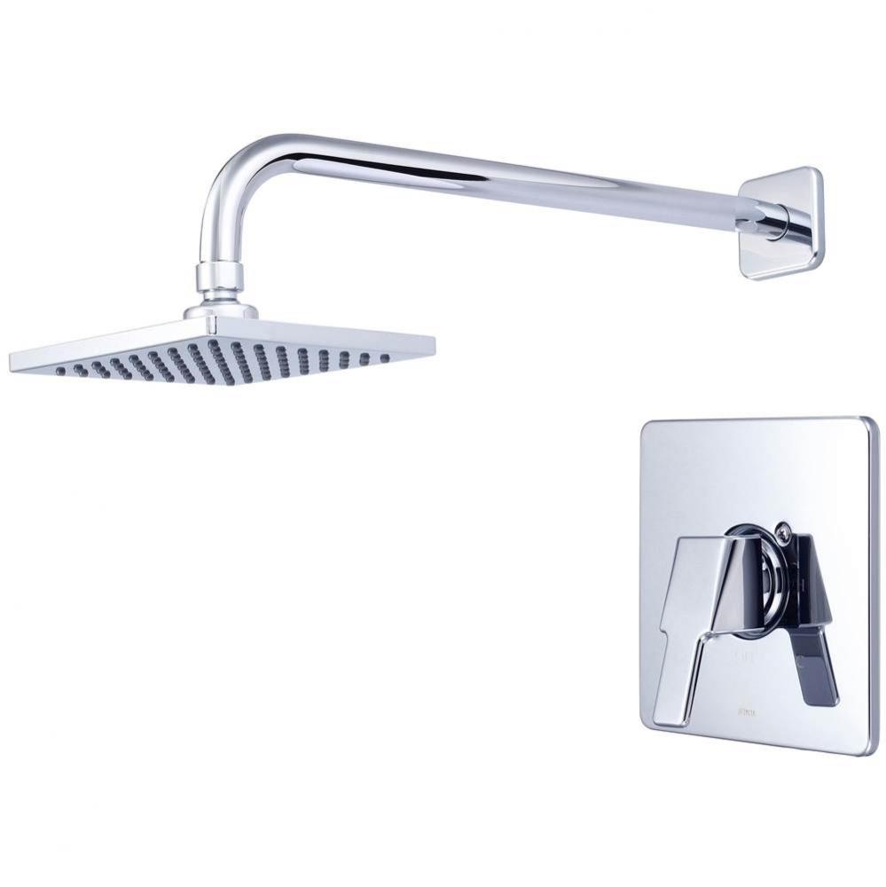 SHOWER TRIM SET-LVR HDL SINGLE FUNC 6'' SQUARE SHWR 15'' ARM-CP