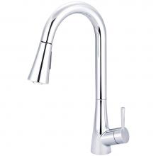 Olympia K-5020 - KITCHEN-1 OR 3 HOLE SINGLE LVR HDL GOOSENECK SPT W/PULL-DOWN SPRAY HEAD 3/8'' FLEX-CP