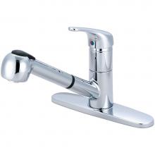 Olympia K-5030 - KITCHEN-1 OR 3 HOLE SINGLE LVR HDL W/PULL-OUT SPRAY HEAD 3/8'' FLEX-CP