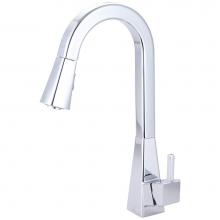 Olympia K-5060 - KITCHEN-1 OR 3 HOLE SINGLE LVR HDL GOOSENECK SPT W/PULL-DOWN SPRAY HEAD 3/8'' FLEX-CP