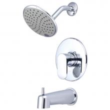 Olympia T-2334 - TUB and SHWR TRIM SET-LVR HDL EXT. COMBO DVR TUB SPT W/ESCUTCHEON SINGLE FUNC RAIN SHWR-CP