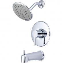 Olympia T-2384 - TUB and SHWR TRIM SET-LVR HDL EXT. COMBO DVR TUB SPT W/ESCUTCHEON SINGLE FUNC RAIN SHWR-CP