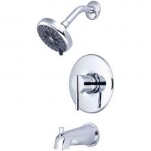 Olympia T-2386 - TUB and SHWR TRIM SET-LVR HDL COMBO DVR TUB SPT W/ESCUTCHEON THREE FUNC SHWR-CP