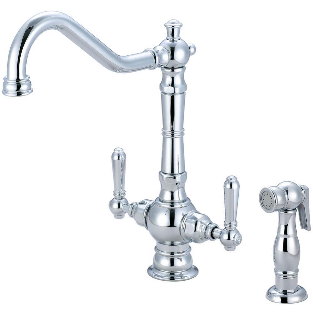Kit-Americana Two Hole Two Lvr Hdls W/Side Spray 3/8'' Flex-Cp