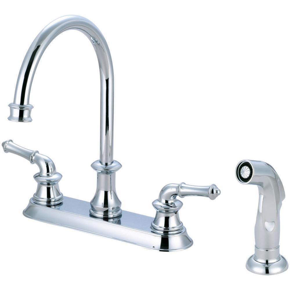 Kit-Del Mar 8'' Two Lvr Hdl Gooseneck Spt W/Side Spray-Cp