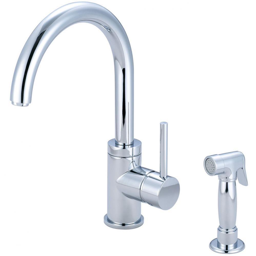 Kit-Motegi 2-Hole Single Lvr Hdl Gooseneck Spt W/Side Spray 3/8'' Flex-Cp