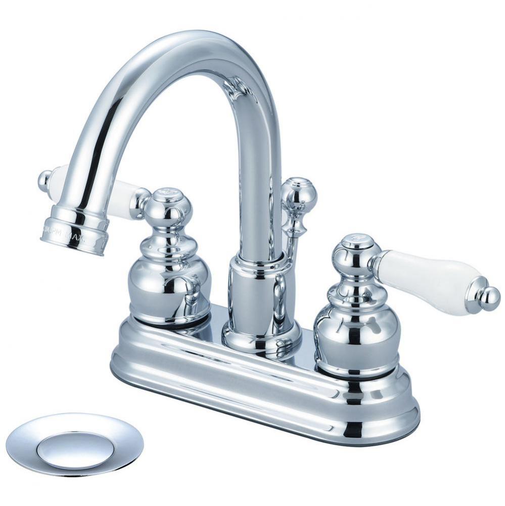 Lav-Brentwood 4'' Two Lvr Hdls W/Porc. Inserts Gooseneck Spt W/Pop-Up-Cp