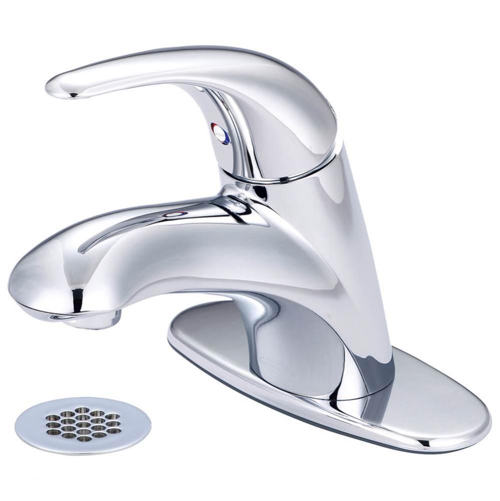 Lav-Legacy Single Lvr Hdl Deck Cover Plate W/Brass Grid Drain 3/8'' Flex-Cp