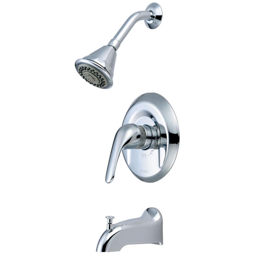 Tub and Shower Trim Set-Legacy Lever Handle Combo Diverter Spout Four Func Shower-CP