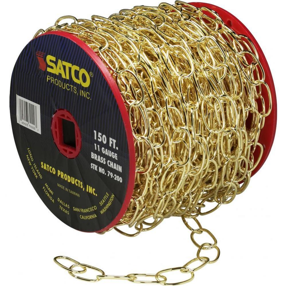 150 ft Reel Brass Finish 11 Ga Chain